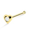 Stone Heart Shaped Silver Bone Nose Stud NSKD-27